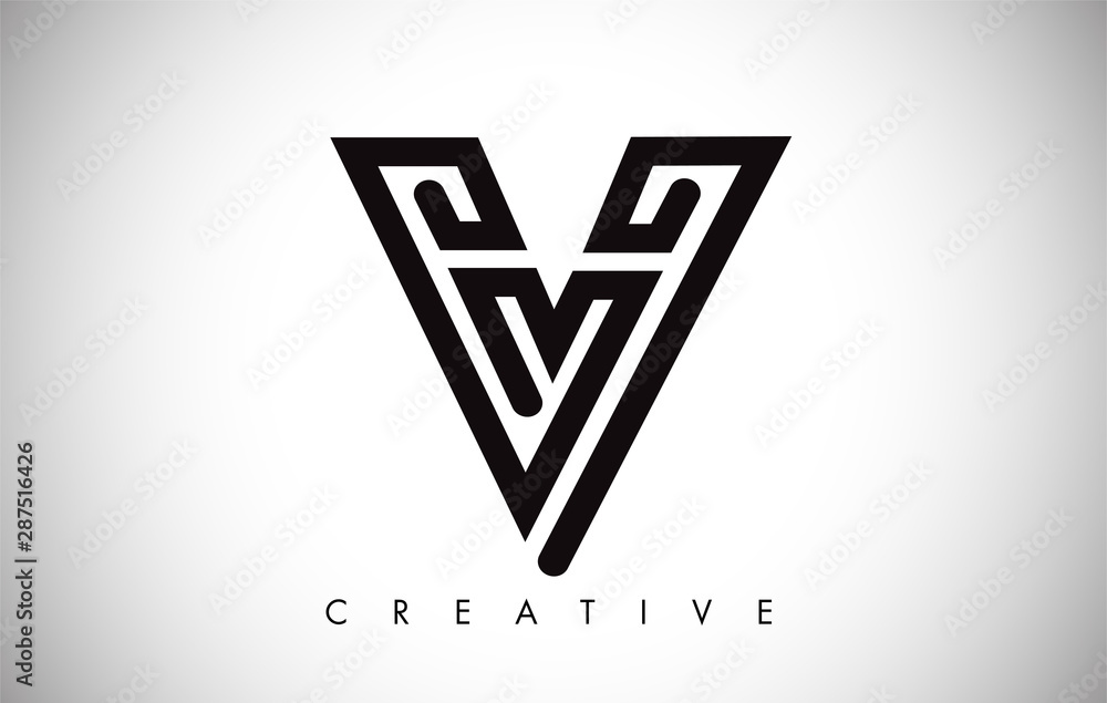 V Logo Letter. Creative V Letter Logo Icon Design with Monogram Line V Logo Letter. Creative V Letter Logo Icon Design with Monogram Line