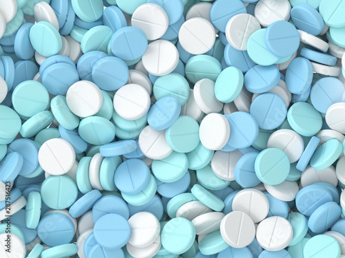 Fototapeta Naklejka Na Ścianę i Meble -  3d render of top view of medical pills