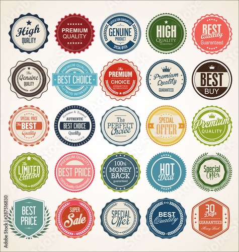 Retro vintage badge and label collection