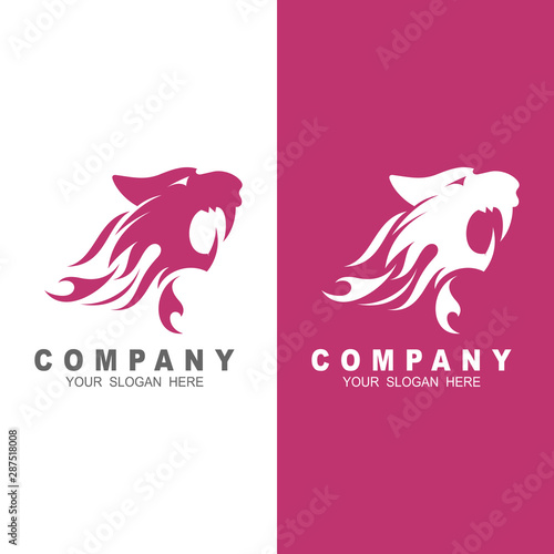 tiger head silhouette logo design vector template  wild animal zoo force power strength logotype concept icon  lion icon