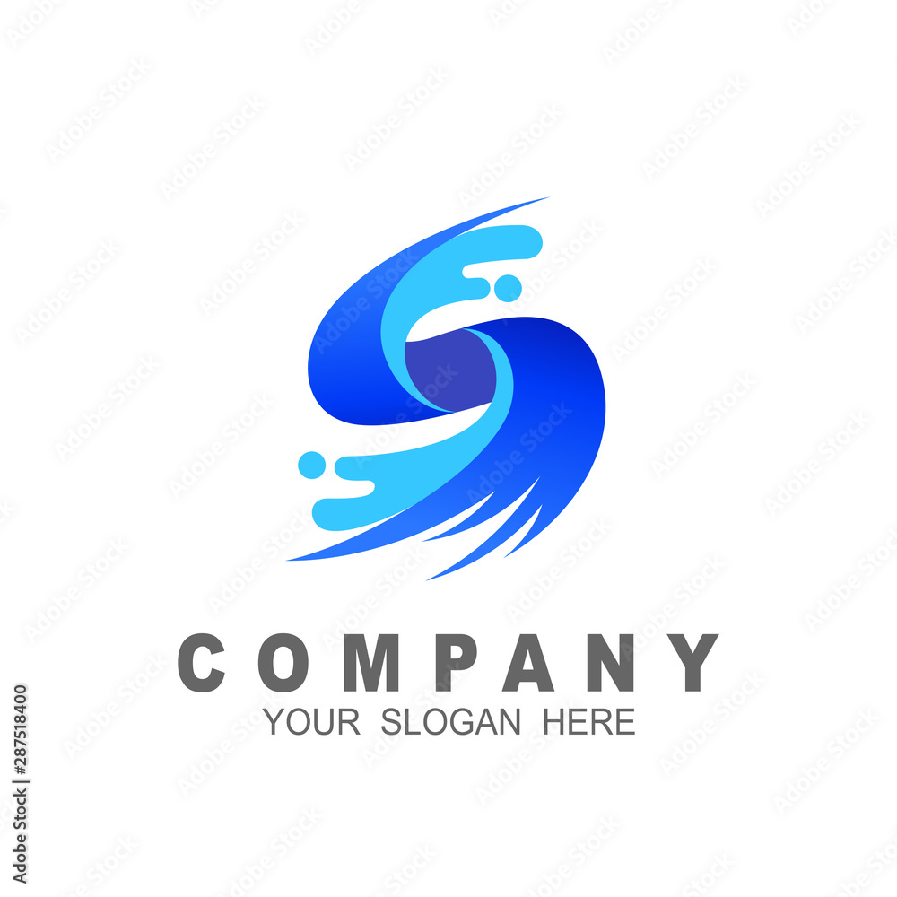 Fototapeta premium letter s logo , volume icon design template element, speed and water logo , fast logo with letter s design template, blue icon