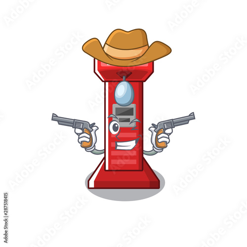 Cowboy boxing game machine isolated the mascot
