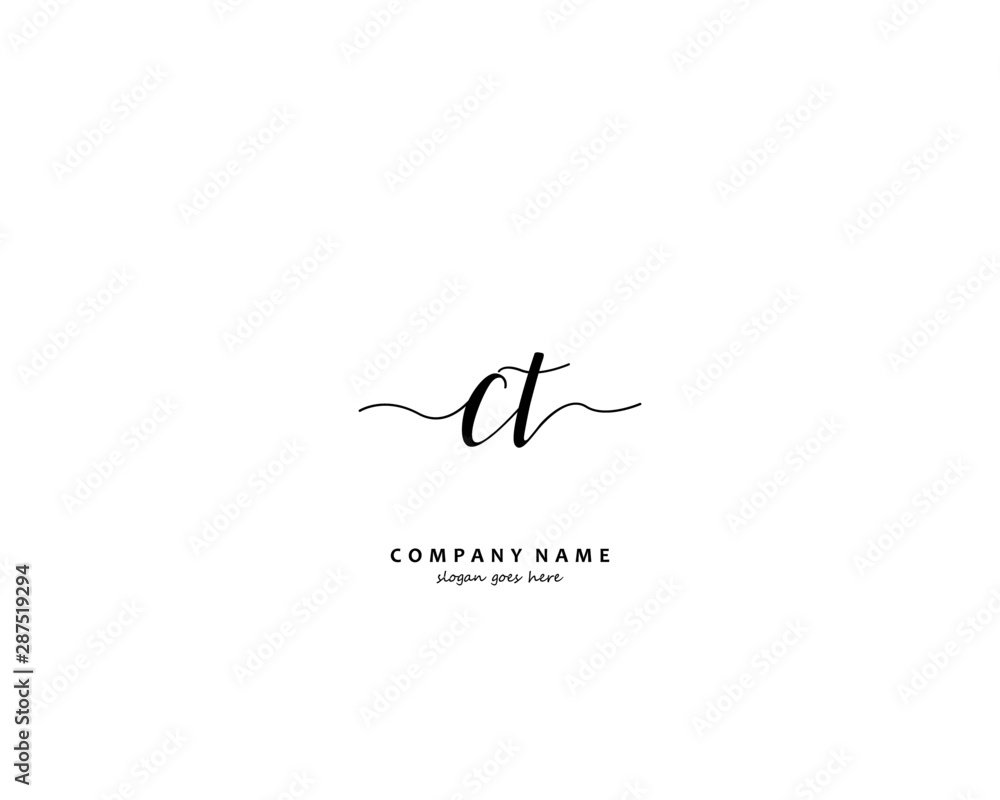 CT Initial handwriting logo vector CT Initial handwriting logo vector