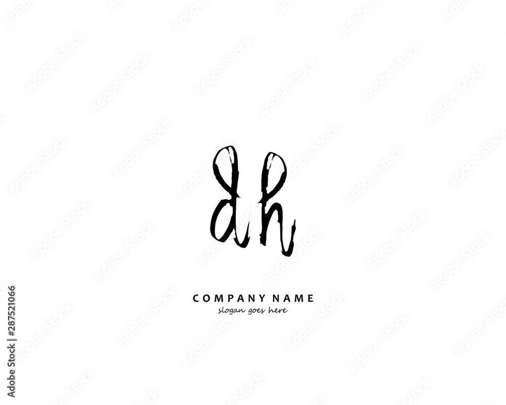DH Initial handwriting logo vector