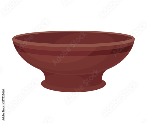 Deep clay plate. Vector illustration on a white background.
