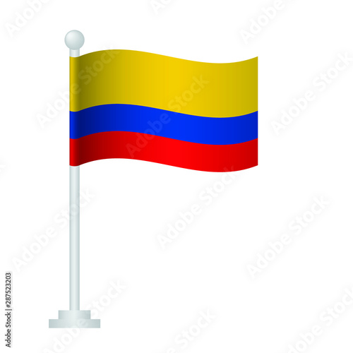 Colombia flag. National flag of Colombia on pole vector Free Download Colombia flag. National flag of Colombia on pole vector - GFXLoad