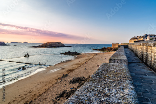 High angle view of the beach of Saint Malo