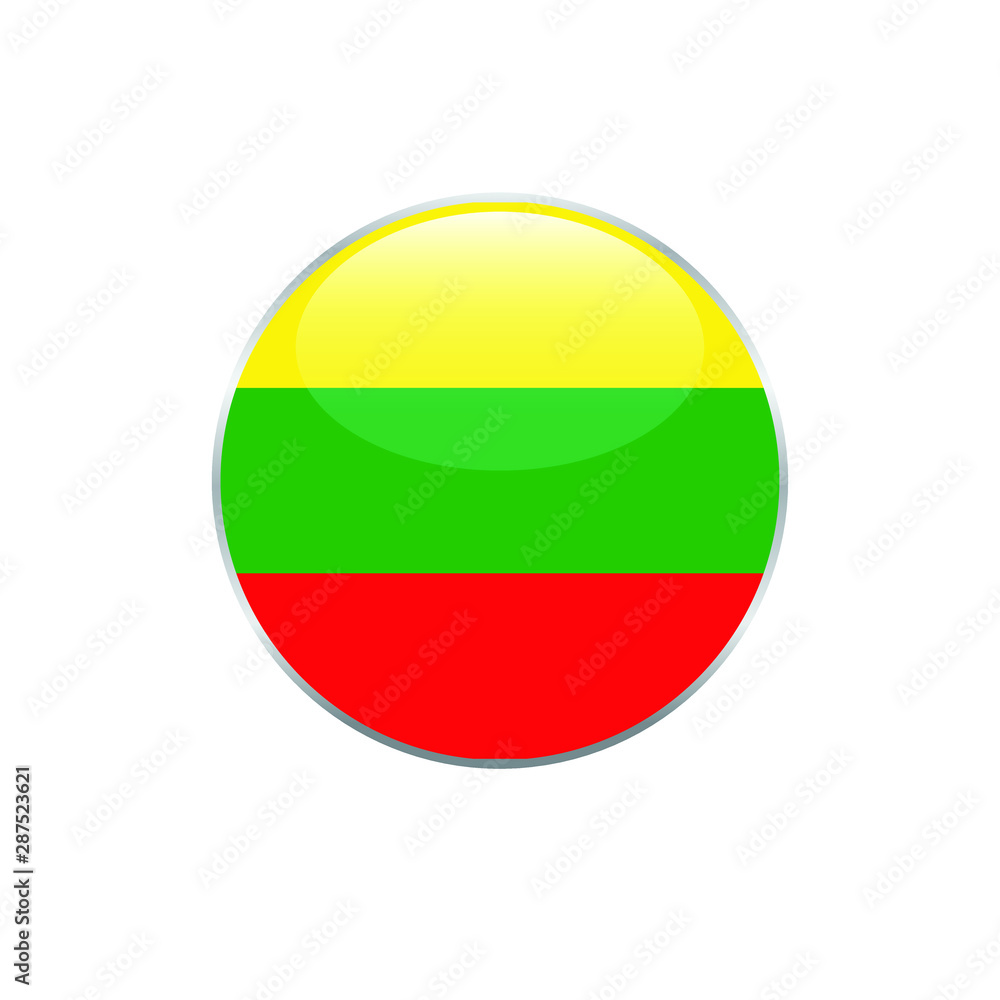 Lithuania round flag . closy flag of Lithuania - vector button. Lithuania round flag . closy flag of Lithuania - vector button.