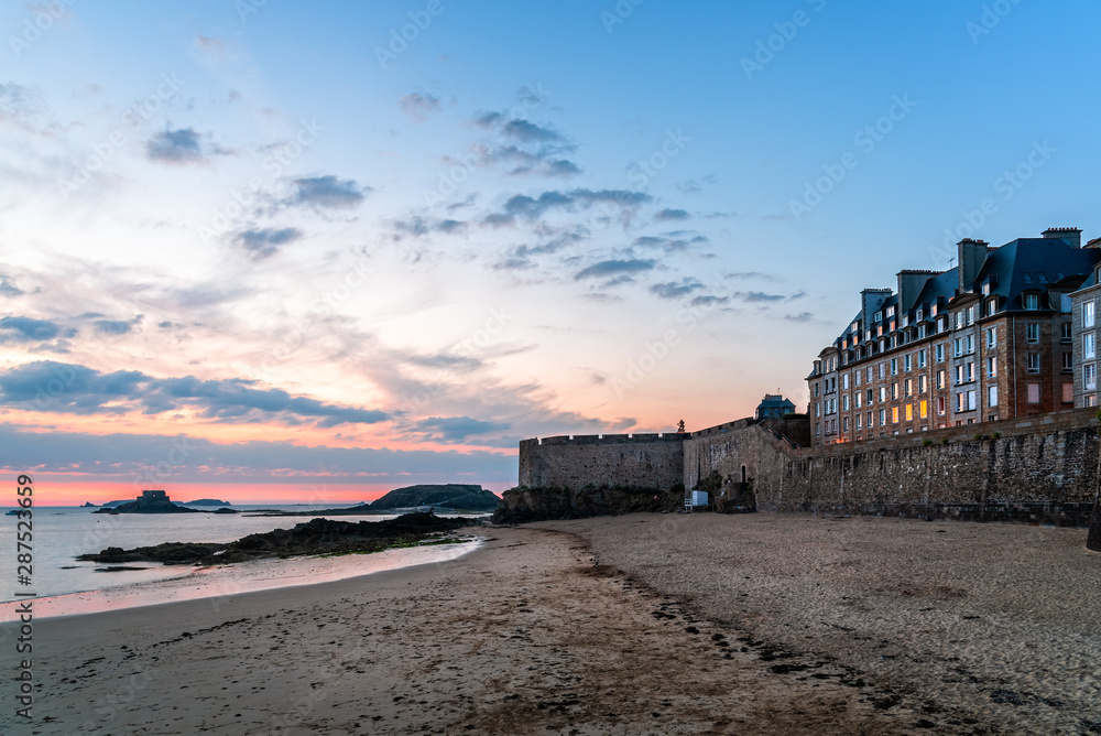 High angle view of the beach of Saint Malo