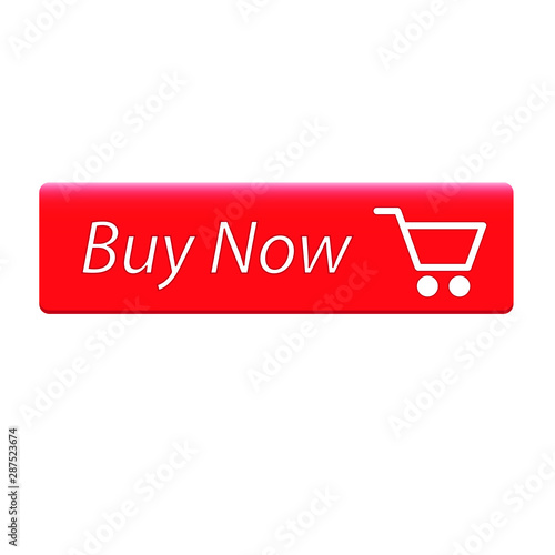 buy now red button. website element. online shop icon, shopping cart icon