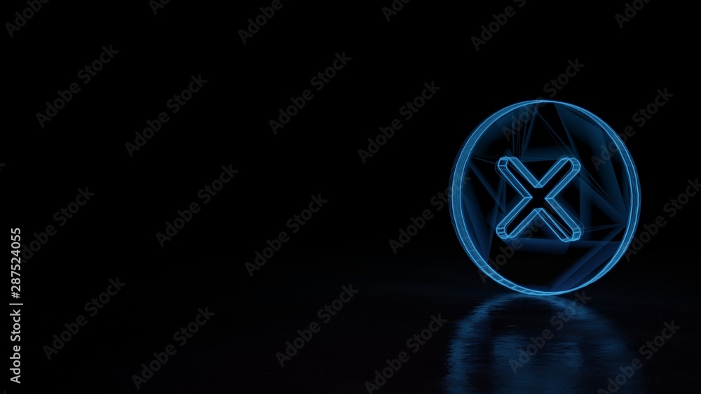 3d glowing wireframe symbol of symbol of error isolated on black background 3d glowing wireframe symbol of symbol of error isolated on black background