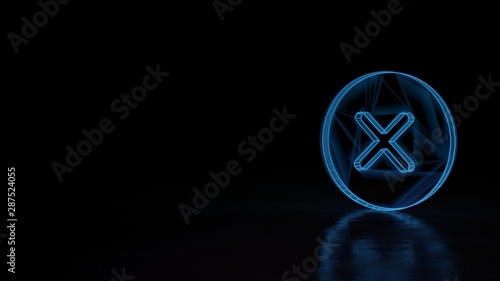 3d glowing wireframe symbol of symbol of error isolated on black background
