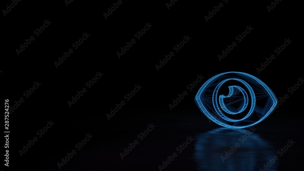 3d glowing wireframe symbol of symbol of eye isolated on black background 3d glowing wireframe symbol of symbol of eye isolated on black background