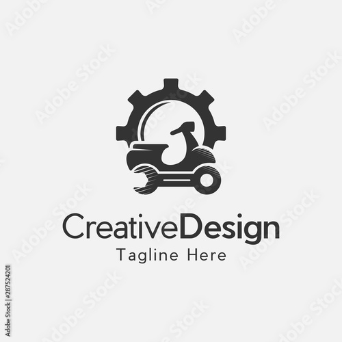 Scooter Circle Gear Repair Modern Icon Logo Element Design Template Vector