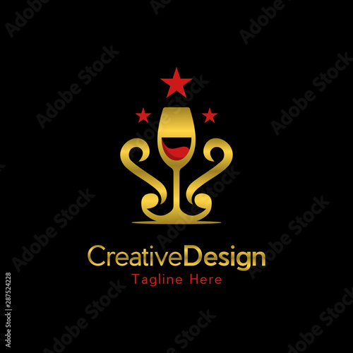Golden Of Wine Premium Icon Logo Element Design Template Vector