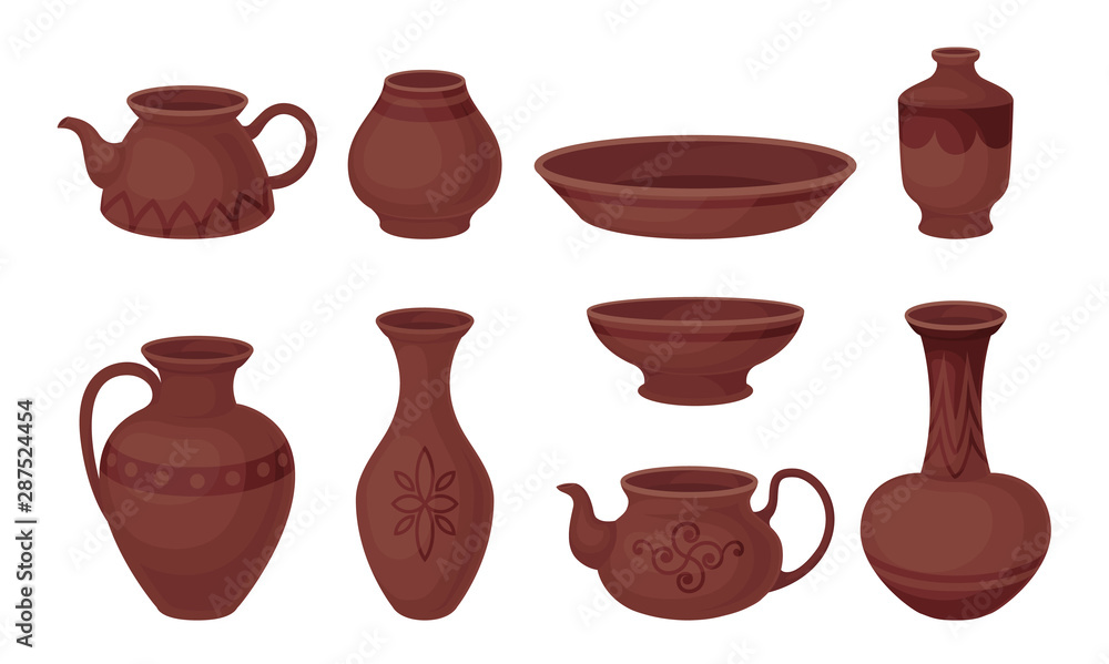 Set of pottery. Vector illustration on a white background. Set of pottery. Vector illustration on a white background.