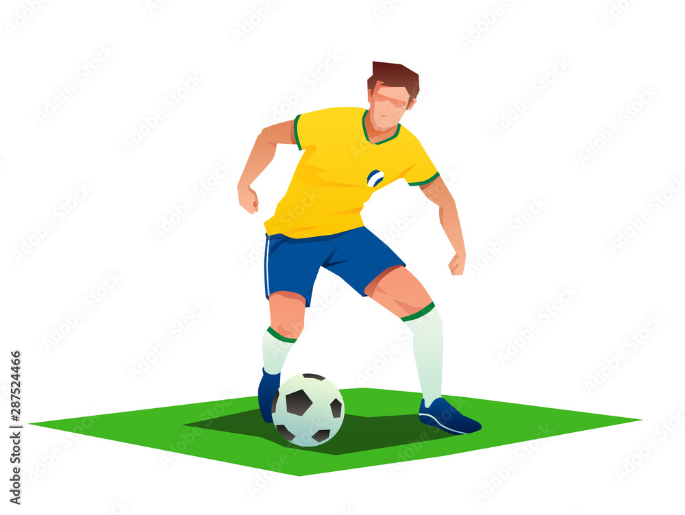 Obraz premium Forward, Brazil, star, dribble, Chinese, center, athletics, shaking, World Cup, football, players, athletes, sports, Chinese Super League, European Cup, green field, sports, stadium, football, footbal