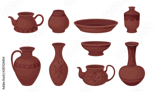 Set of pottery. Vector illustration on a white background.