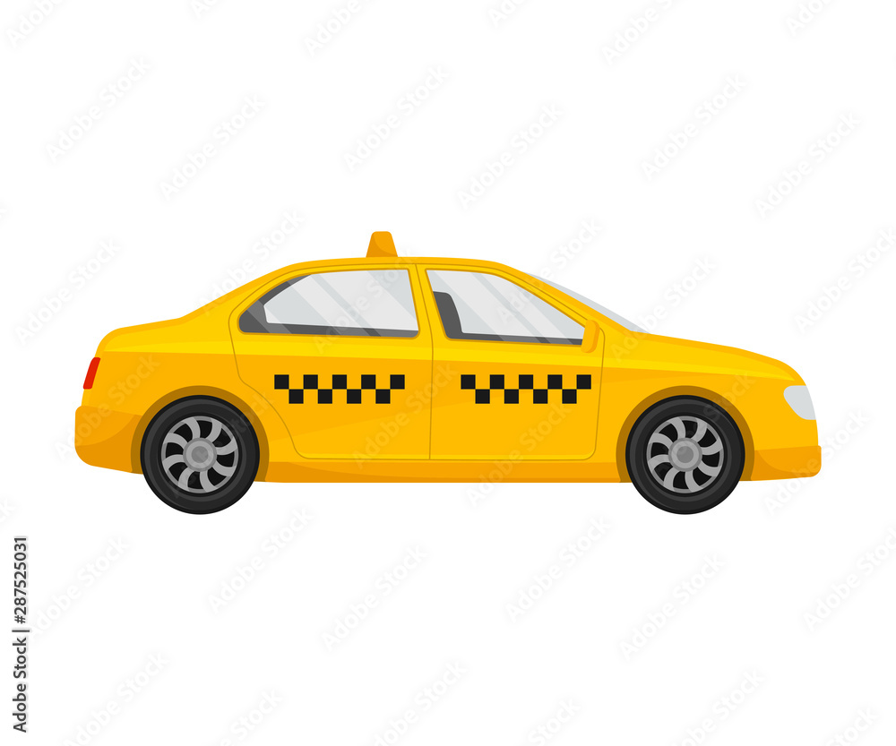 Yellow taxi. Vector illustration on a white background.