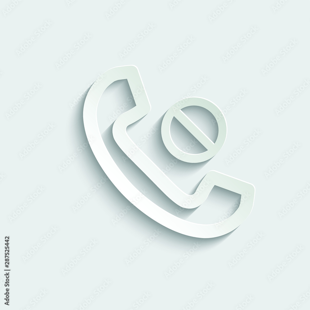 call icon. no call. line style icon. paper icon with shadow call icon. no call. line style icon. paper icon with shadow