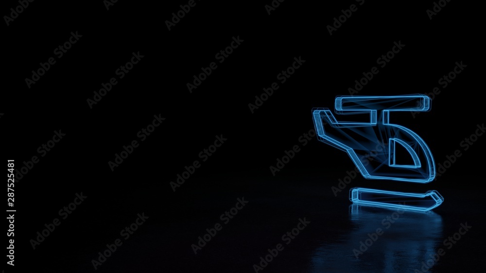 3d glowing wireframe symbol of symbol of helicopter isolated on black background 3d glowing wireframe symbol of symbol of helicopter isolated on black background