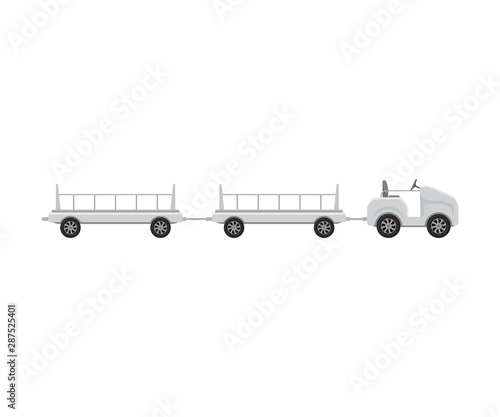 Tractor convertible with trolleys. Vector illustration on a white background.