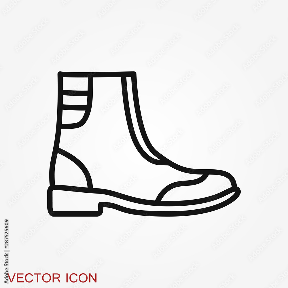 Boot vector icon, high shoe icon, working boot icon Boot vector icon, high shoe icon, working boot icon