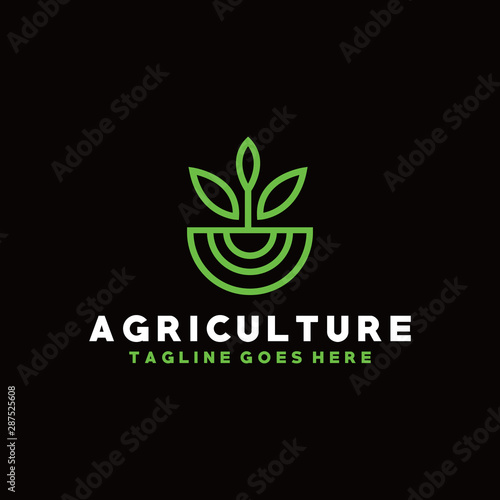 Agriculture Logo Vector Design Template For Bontanical. Eco and Bio Icon. Organic And Leaf Symbol. photo