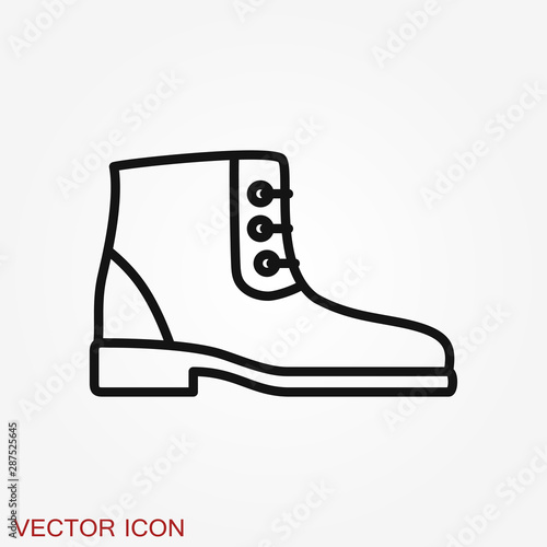 Boot vector icon, high shoe icon, working boot icon