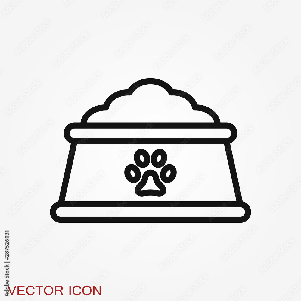 Pet food bowl vector icon logo, dog food bone Pet food bowl vector icon logo, dog food bone