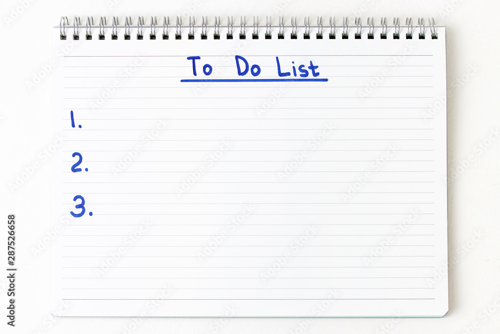 Inscription in a notebook To Do List on white background, copy space Inscription in a notebook To Do List on white background, copy space