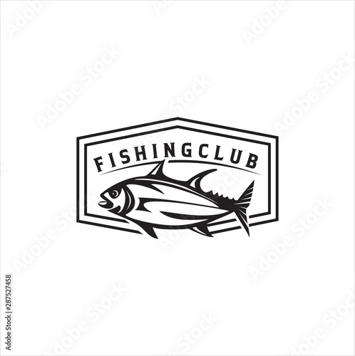 Retro fishing Logo club vector badges labels emblems . Vintage Fishing Sport Club Logo Vector 