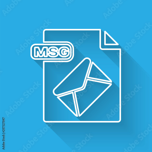 White line MSG file document. Download msg button icon isolated with long shadow. MSG file symbol. Vector Illustration