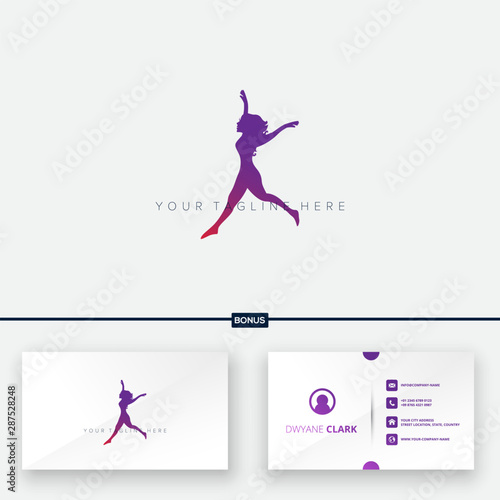 expression woman active silhouette logo designs and business card logo