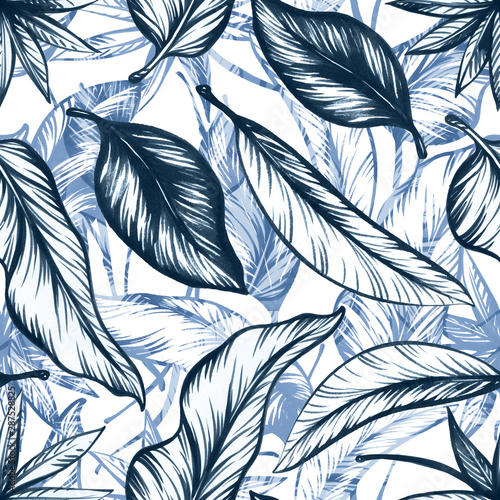 Decorative tropical pattern. Design of wallpapers, fabrics, covers and more.