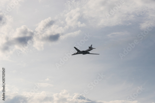 Big passenger plane flying in the skies