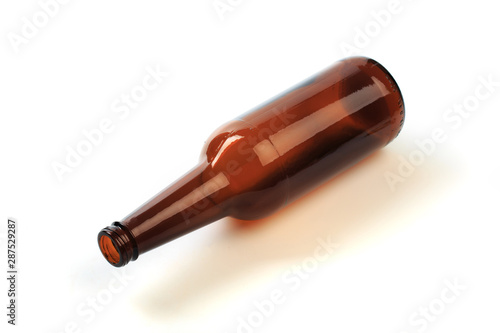 .empty beer bottle on a white background