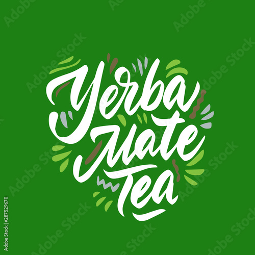 Yerba mate tea hand drawn illustration. Template for card banner and poster for restaurant menu and package. Vector illustration