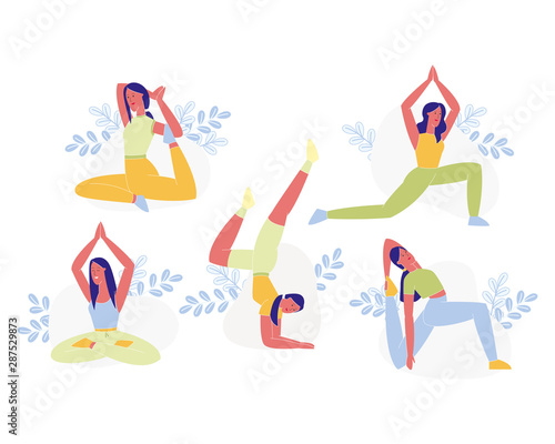 Young Sporty Woman Doing Yoga or Pilates Exercises