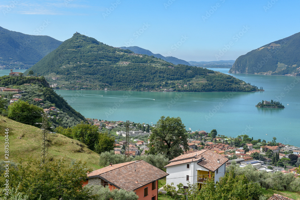 View at lake Iseo on Lombardy, Italy