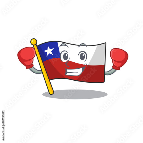 Boxing flag chile cartoon in character shape