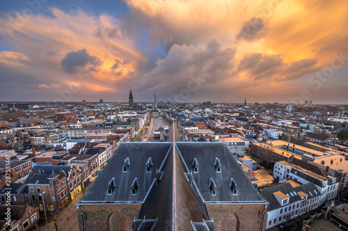 Aerial view over Groningen city photo