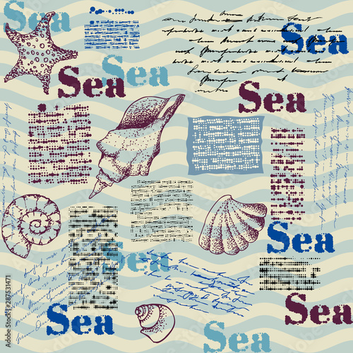 Imitation of a abstract vintage newspaper. Unreadable text.