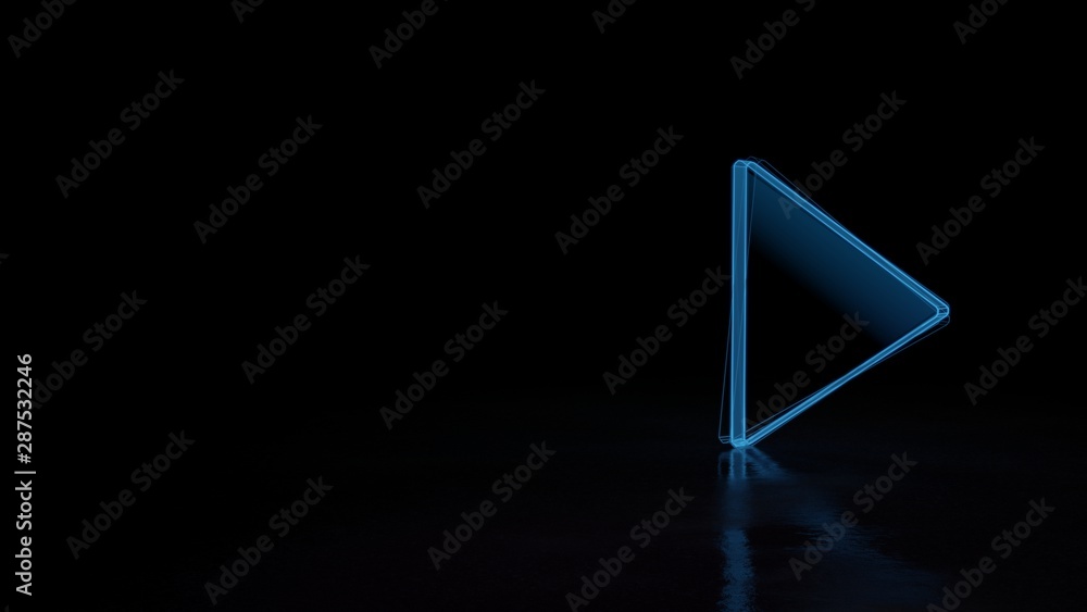 3d glowing wireframe symbol of symbol of play button isolated on black background 3d glowing wireframe symbol of symbol of play button isolated on black background