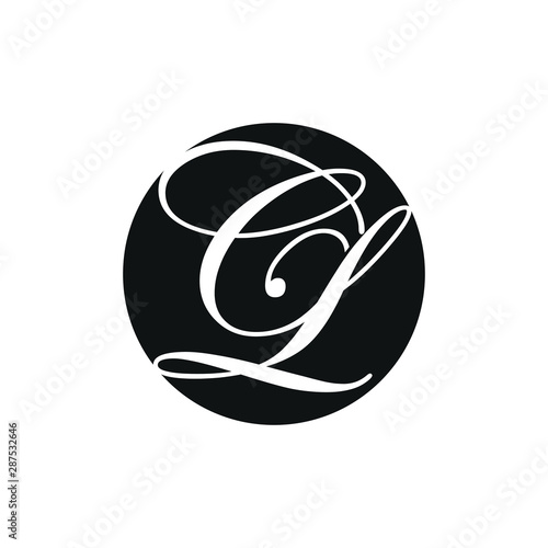 Letter C and L. Circle and script Icon and Symbol Vector Logo. Eps 10.