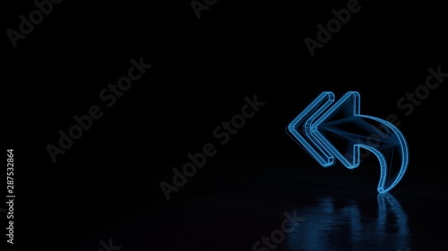 Obraz na płótnie 3d glowing wireframe symbol of symbol of reply all isolated on black background