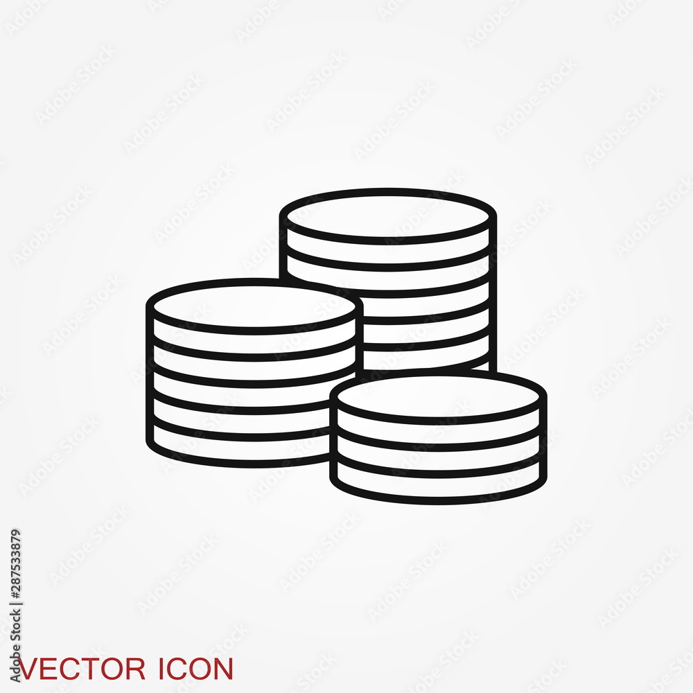 Coins Icon isolated on background. Money symbol Coins Icon isolated on background. Money symbol