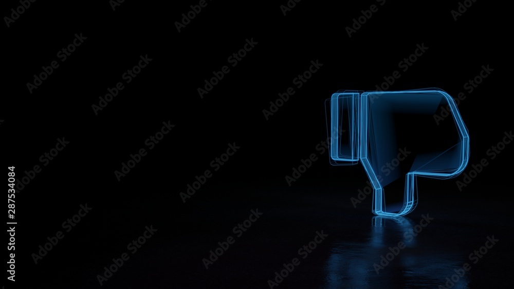 © Destrosvet - 3d glowing wireframe symbol of symbol of social dislike isolated on black background