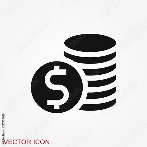 Coins Icon isolated on background. Money symbol