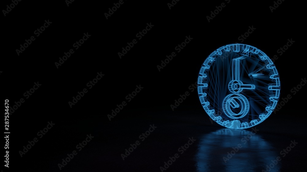 3d glowing wireframe symbol of symbol of stopwatch isolated on black background 3d glowing wireframe symbol of symbol of stopwatch isolated on black background